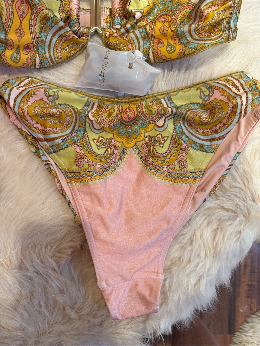 Zimmermann Pink, Gold & Aqua Paisley Bandeau Bikini Set - Picture 6 of 15